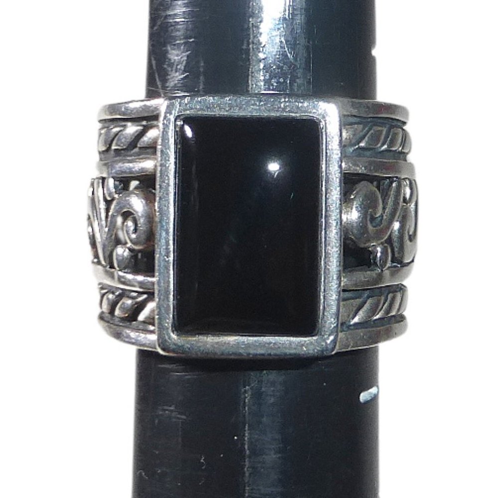 Silpada R1096 Sterling Silver Black Chalcedony Chunky Ring Size 7 .925 Onyx